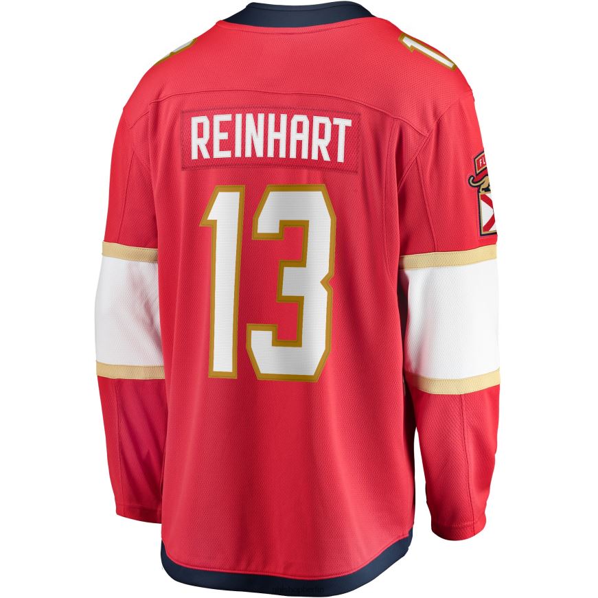 Männer NHL Rotes Breakaway-Spielertrikot der Florida Panthers mit Fanatics-Logo von Sam Reinhart Kleidung BF680T1444