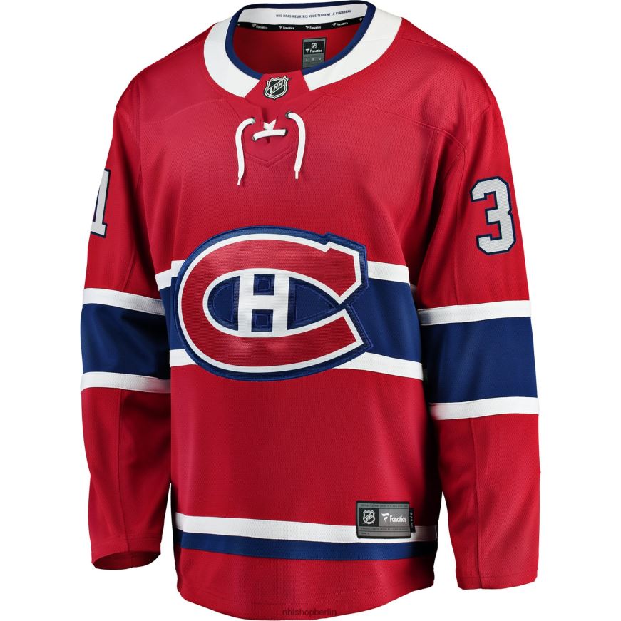 Männer NHL Rotes Breakaway-Spielertrikot der Montreal Canadiens Carey Price mit Fanatics-Logo Kleidung BF680T1098