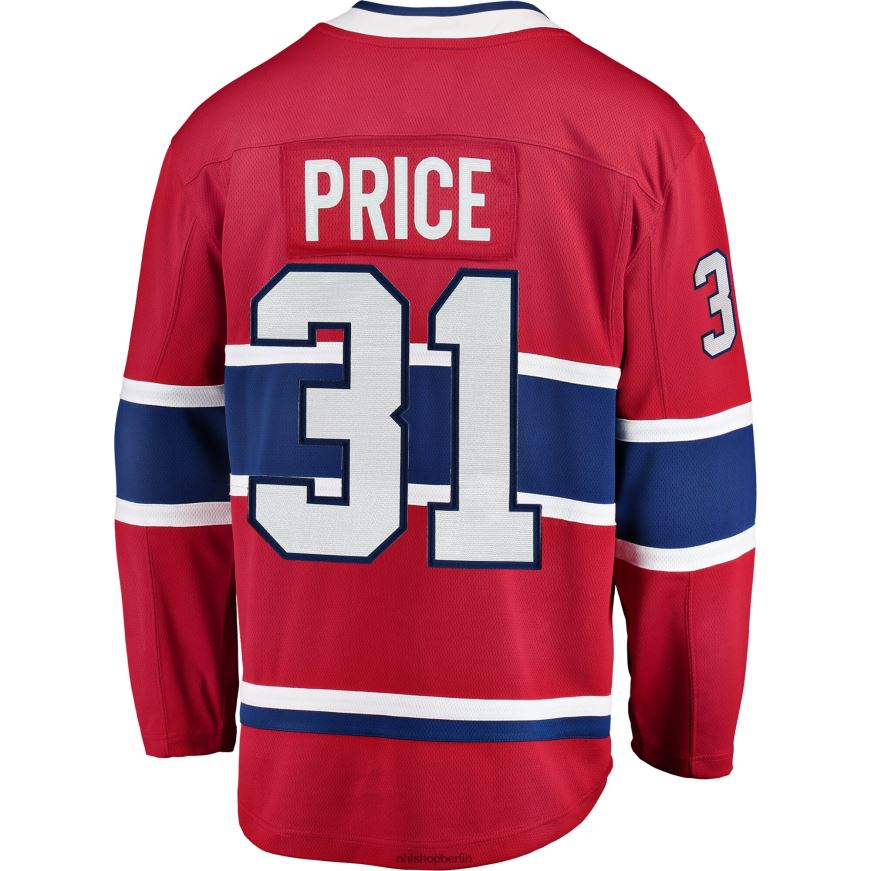 Männer NHL Rotes Breakaway-Spielertrikot der Montreal Canadiens Carey Price mit Fanatics-Logo Kleidung BF680T1098