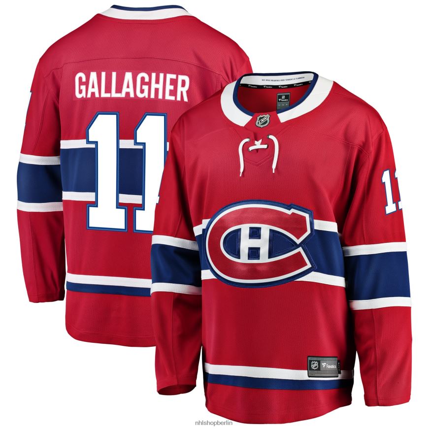 Männer NHL Rotes Breakaway-Spielertrikot der Montreal Canadiens mit Brendan Gallagher Fanatics-Logo Kleidung BF680T1572