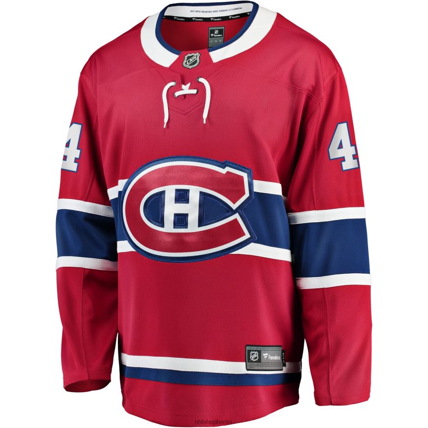 Männer NHL Rotes Breakaway-Spielertrikot der Montreal Canadiens mit Fanatics-Logo und Joel Edmundson-Logo Kleidung BF680T2212