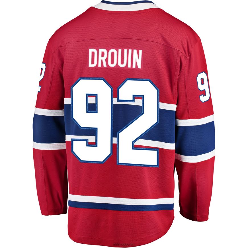 Männer NHL Rotes Breakaway-Spielertrikot der Montreal Canadiens mit Jonathan Drouin Fanatics-Logo Kleidung BF680T1711