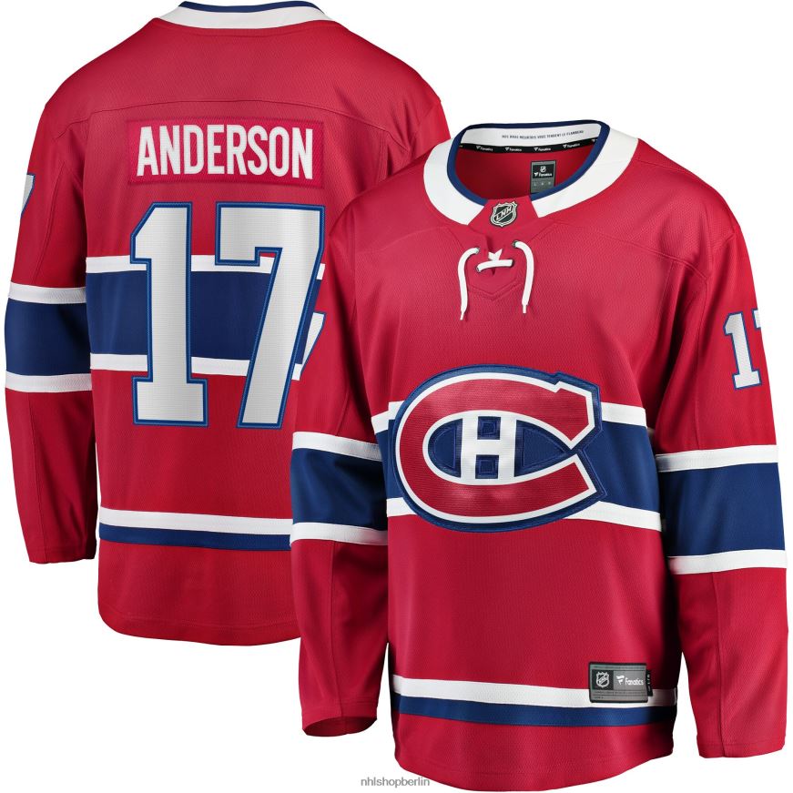 Männer NHL Rotes Breakaway-Spielertrikot der Montreal Canadiens mit Josh Anderson Fanatics-Logo Kleidung BF680T1340