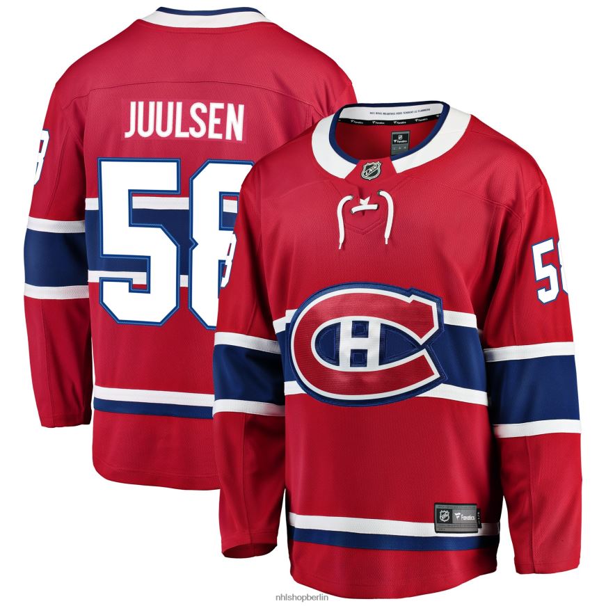 Männer NHL Rotes Breakaway-Spielertrikot der Montreal Canadiens mit Noah-Juulsen-Fanatiker-Logo Kleidung BF680T1805