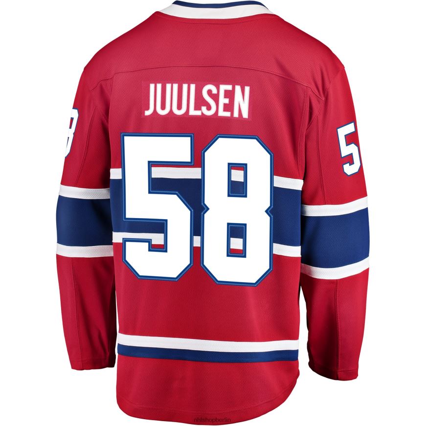 Männer NHL Rotes Breakaway-Spielertrikot der Montreal Canadiens mit Noah-Juulsen-Fanatiker-Logo Kleidung BF680T1805