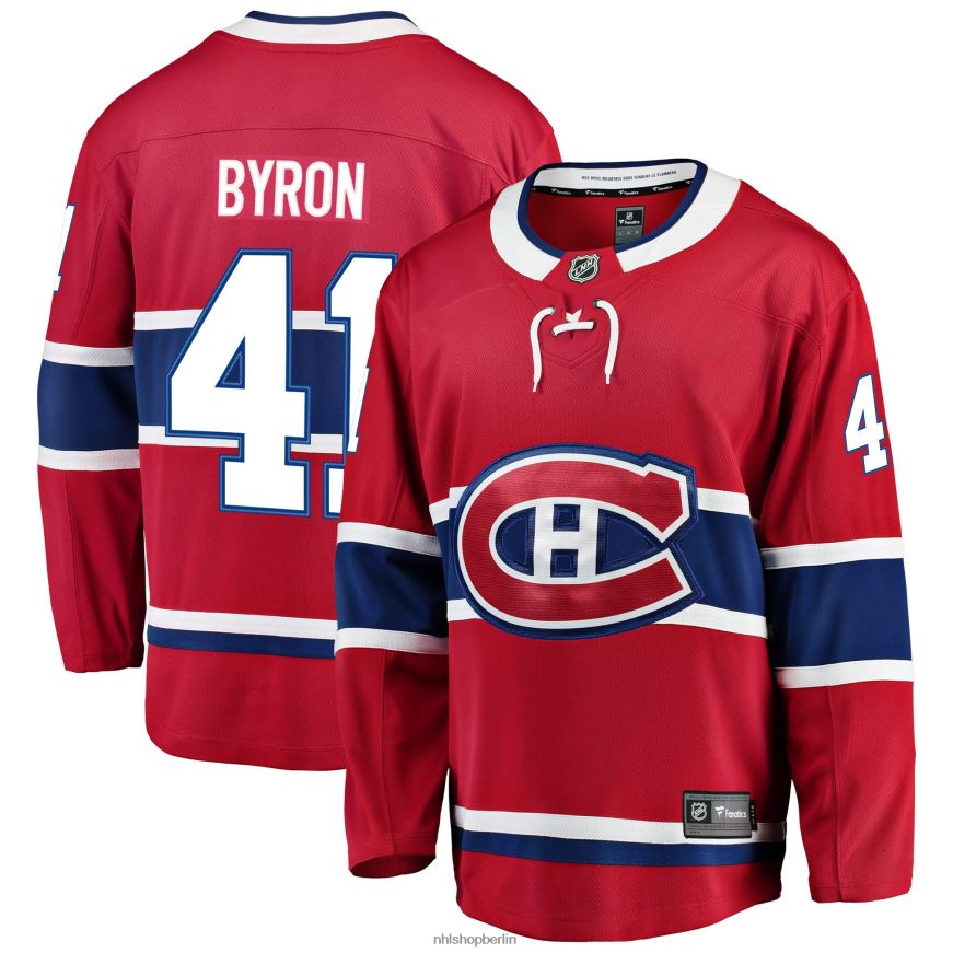 Männer NHL Rotes Breakaway-Spielertrikot der Montreal Canadiens mit Paul Byron Fanatics-Logo Kleidung BF680T2176