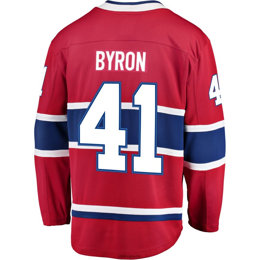 Männer NHL Rotes Breakaway-Spielertrikot der Montreal Canadiens mit Paul Byron Fanatics-Logo Kleidung BF680T2176