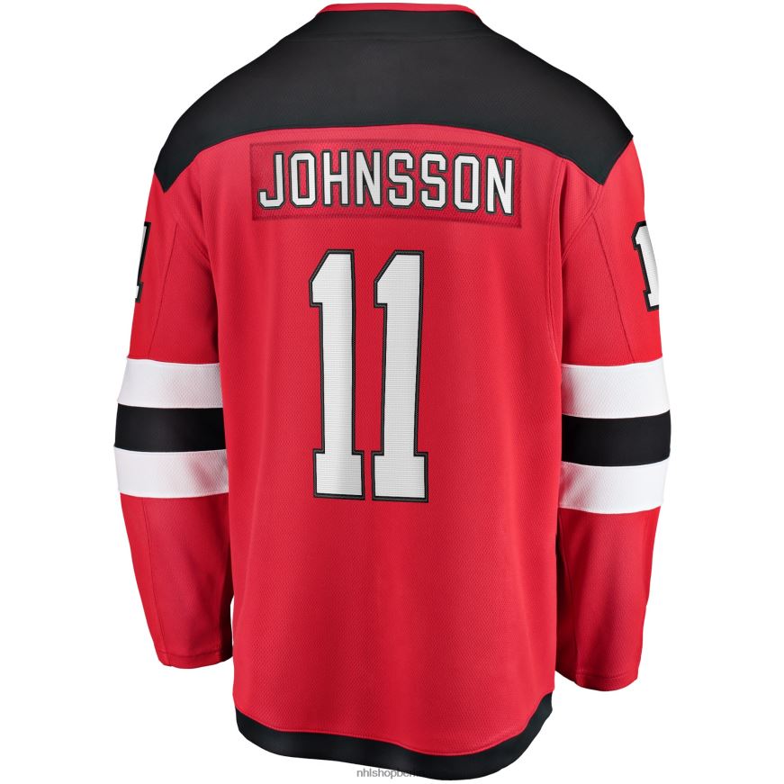 Männer NHL Rotes Breakaway-Spielertrikot der New Jersey Devils mit Fanatiker-Logo von Andreas Johnsson Kleidung BF680T2358