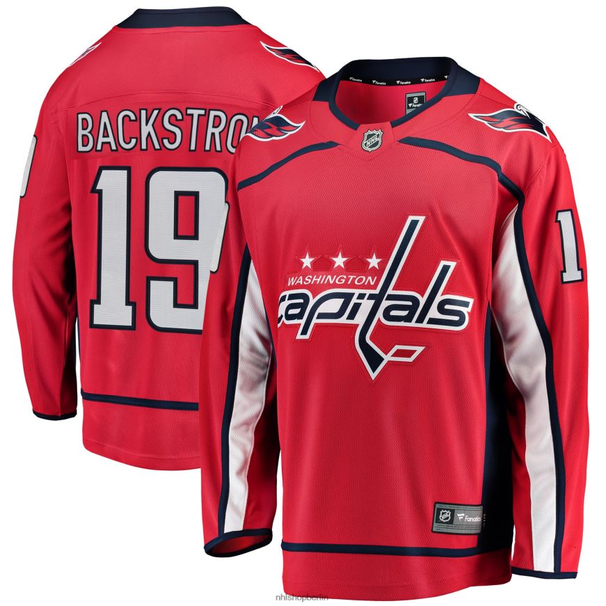 Männer NHL Rotes Breakaway-Spielertrikot der Washington Capitals mit Nicklas-Backstrom-Fanatiker-Logo Kleidung BF680T419