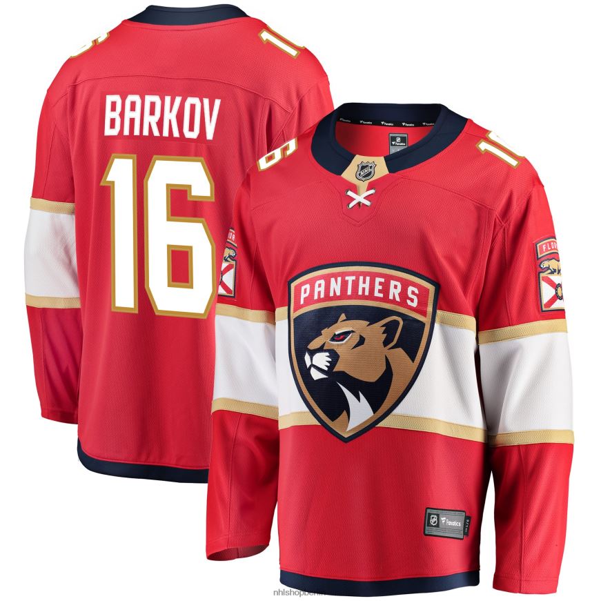 Männer NHL Rotes Breakaway-Trikot der Florida Panthers mit Fanatiker-Logo von Aleksander Barkov Kleidung BF680T1580