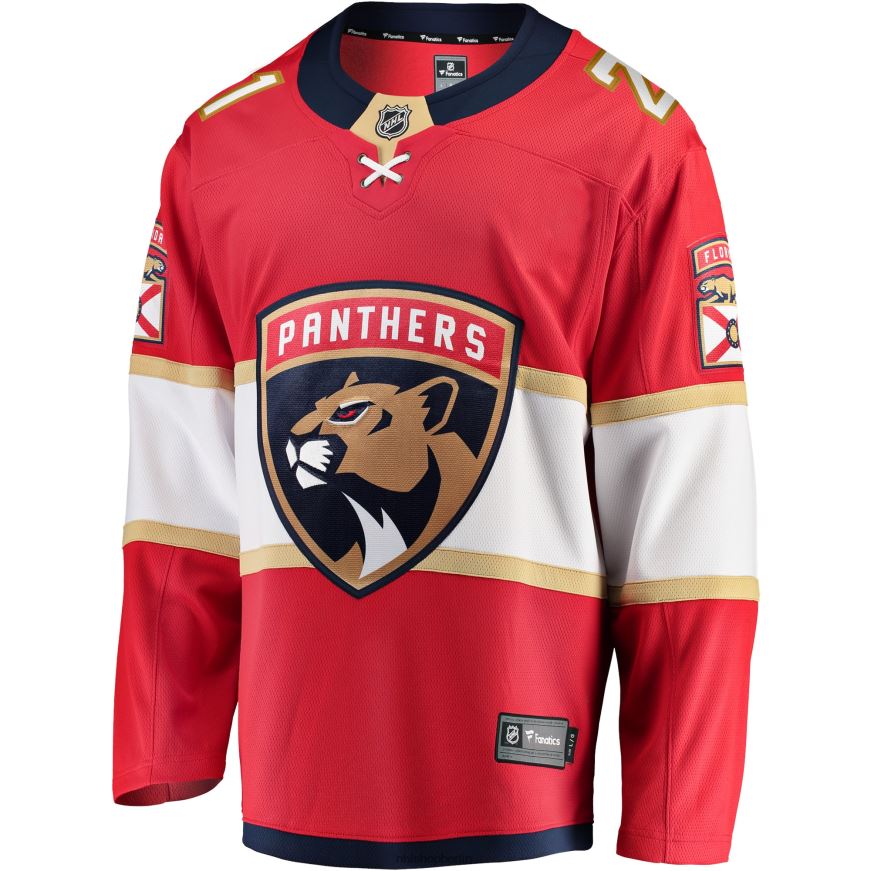 Männer NHL Rotes Heim-Ausreißer-Spielertrikot der Florida Panthers mit Nick Cousins ​​Fanatics-Logo Kleidung BF680T2376