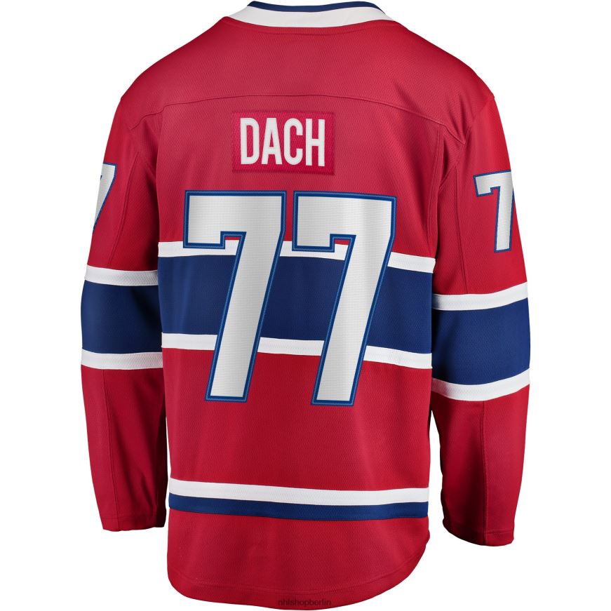 Männer NHL Rotes Heim-Ausreißertrikot der Montreal Canadiens Kirby Dach mit Fanatics-Logo Kleidung BF680T1057