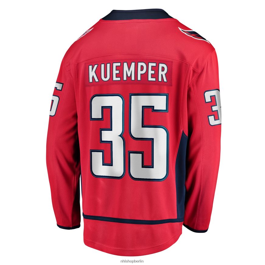 Männer NHL Rotes Heim-Ausreißertrikot der Washington Capitals mit Fanatiker-Logo von Darcy Kuemper Kleidung BF680T1217