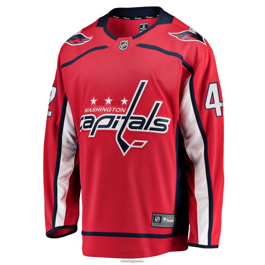 Männer NHL Rotes Heim-Ausreißertrikot der Washington Capitals mit Fanatiker-Logo von Martin Fehervary Kleidung BF680T2436