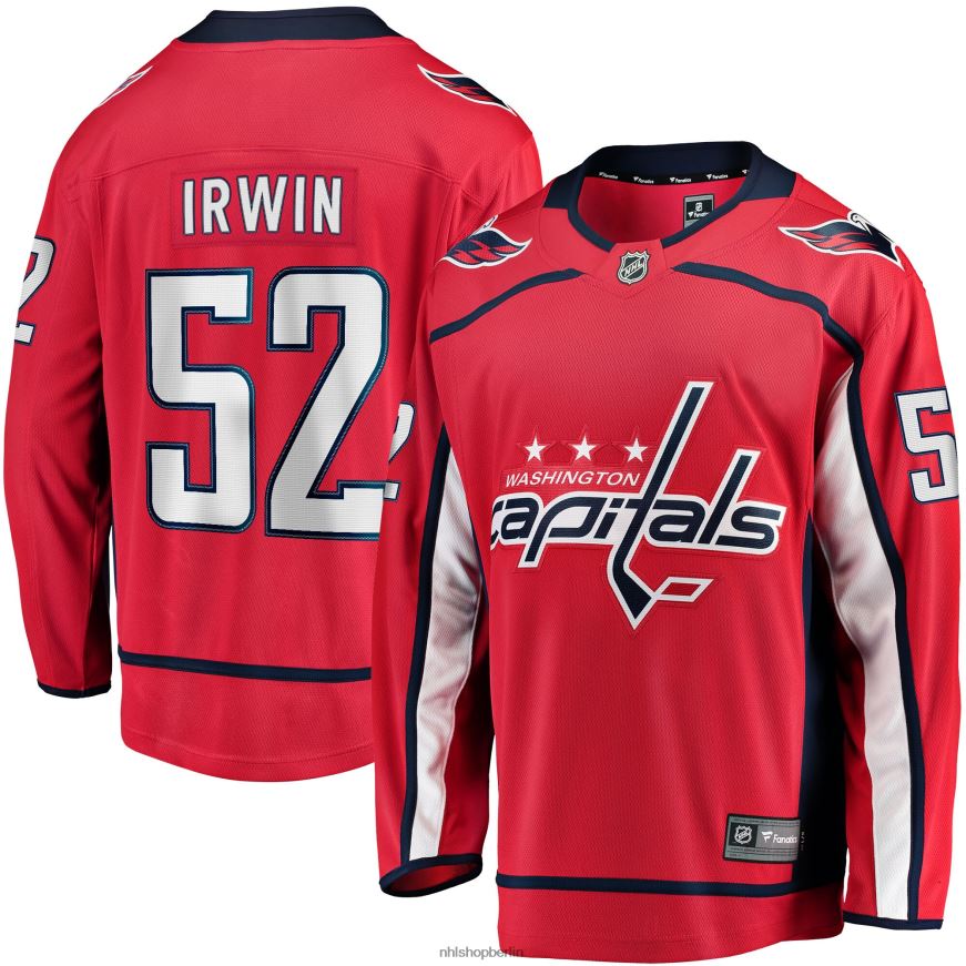 Männer NHL Rotes Heim-Ausreißertrikot der Washington Capitals mit Matt Irwin Fanatics-Logo Kleidung BF680T2363