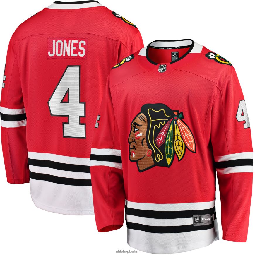 Männer NHL Rotes Heimtrikot der Chicago Blackhawks mit Seth Jones Fanatics-Logo für Breakaway-Spieler Kleidung BF680T1516