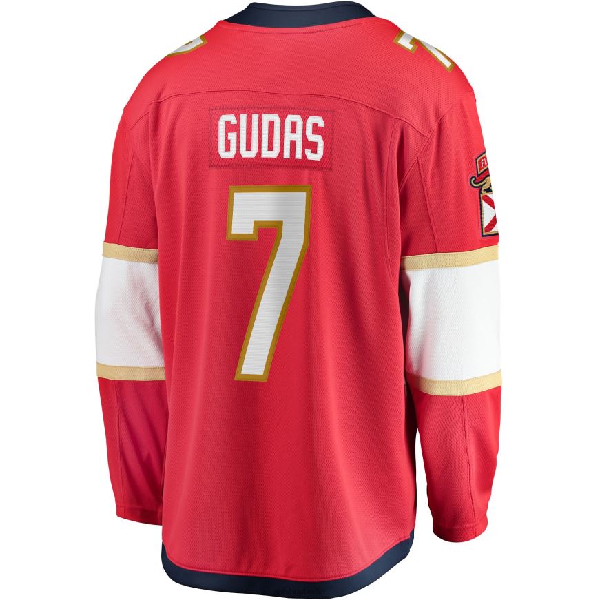 Männer NHL Rotes Heimtrikot der Florida Panthers mit Fanatics-Logo von Radko Gudas Kleidung BF680T746