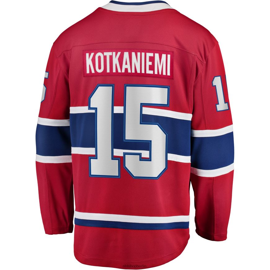 Männer NHL Rotes Heimtrikot der Montreal Canadiens mit Jesperi Kotkaniemi-Fanatiker-Logo Kleidung BF680T1815