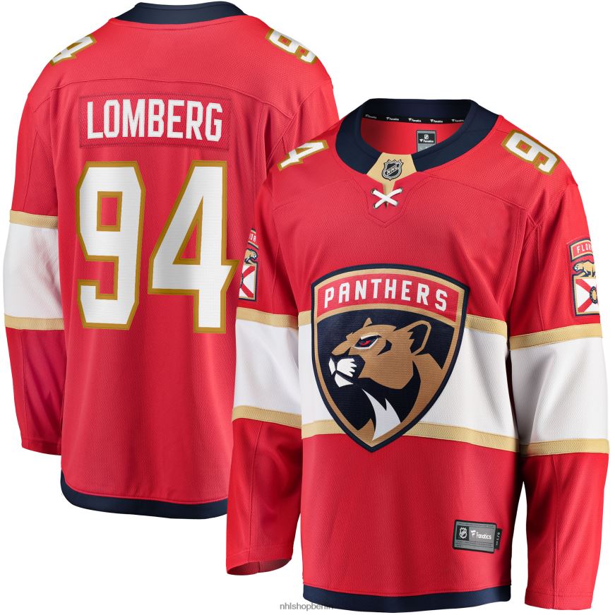 Männer NHL Rotes Home-Breakaway-Spielertrikot der Florida Panthers mit Fanatics-Logo von Ryan Lomberg Kleidung BF680T2323