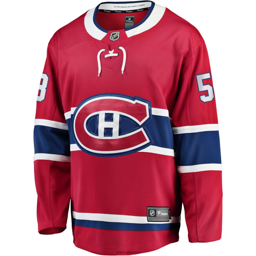 Männer NHL Rotes Home-Breakaway-Spielertrikot der Montreal Canadiens mit David Savard Fanatics-Logo Kleidung BF680T1752