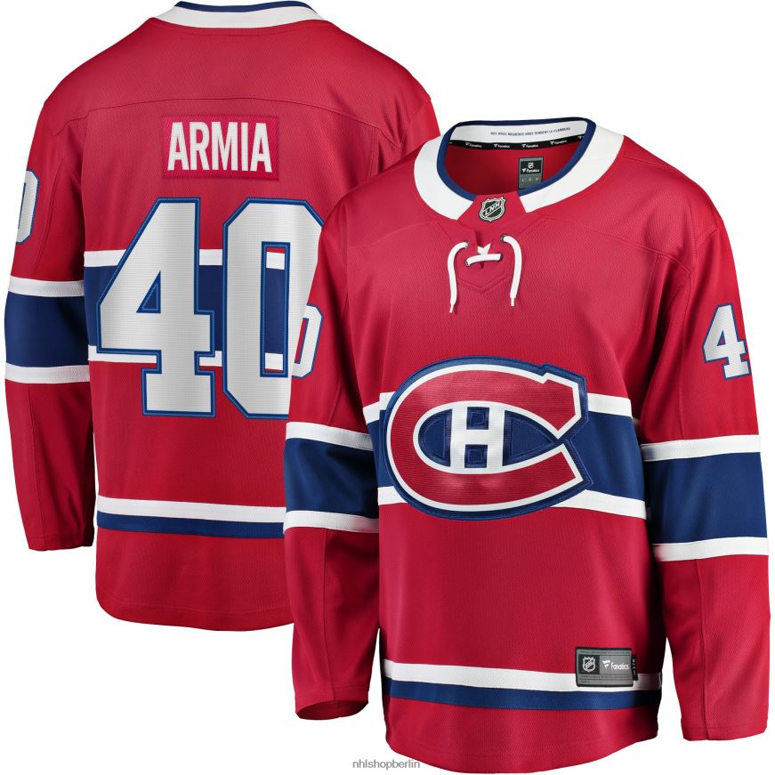 Männer NHL Rotes Home-Breakaway-Spielertrikot der Montreal Canadiens mit Joel Armia Fanatics-Logo Kleidung BF680T1874