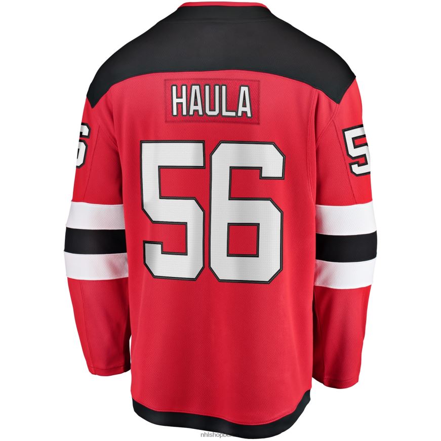 Männer NHL Rotes Home-Breakaway-Spielertrikot der New Jersey Devils mit Erik Haula Fanatics-Logo Kleidung BF680T1943