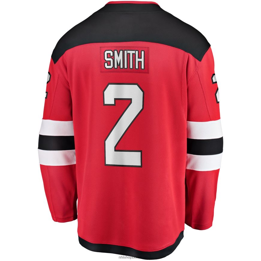 Männer NHL Rotes Home-Breakaway-Spielertrikot der New Jersey Devils mit Fanatics-Logo von Brendan Smith Kleidung BF680T2297