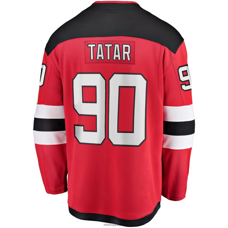 Männer NHL Rotes Home-Breakaway-Spielertrikot der New Jersey Devils mit Fanatics-Logo von Tomas Tatar Kleidung BF680T1883