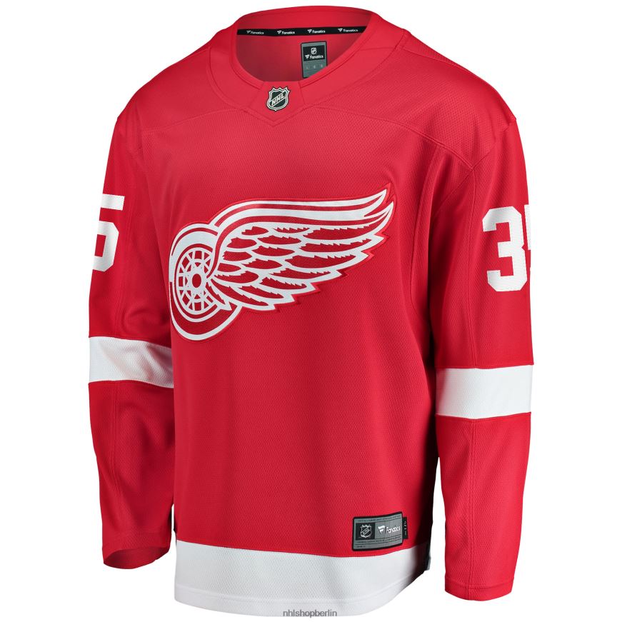 Männer NHL Rotes Home-Breakaway-Spielertrikot mit Detroit Red Wings Ville Husso Fanatics-Logo Kleidung BF680T1004