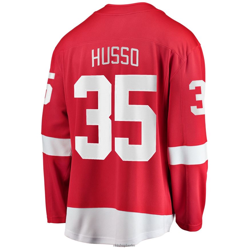 Männer NHL Rotes Home-Breakaway-Spielertrikot mit Detroit Red Wings Ville Husso Fanatics-Logo Kleidung BF680T1004