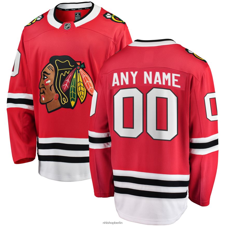 Männer NHL Rotes Home-Breakaway-Trikot der Chicago Blackhawks mit Fanatics-Logo Kleidung BF680T127