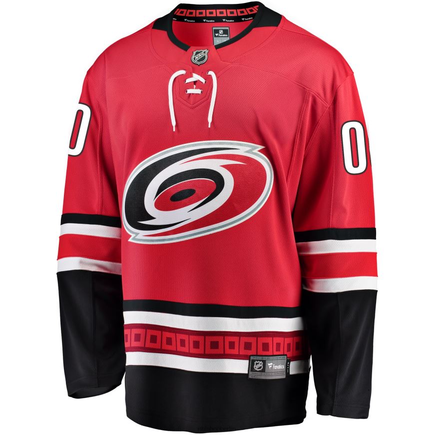 Männer NHL Rotes Home-Breakaway-Trikot mit Fanatics-Logo der Carolina Hurricanes nach Maß Kleidung BF680T446