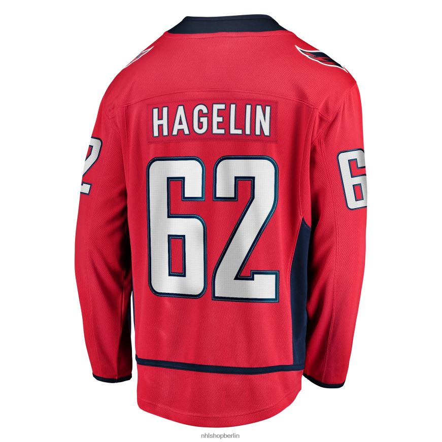 Männer NHL Rotes Replica-Spielertrikot der Washington Capitals mit Fanatics-Logo von Carl Hagelin Kleidung BF680T1845