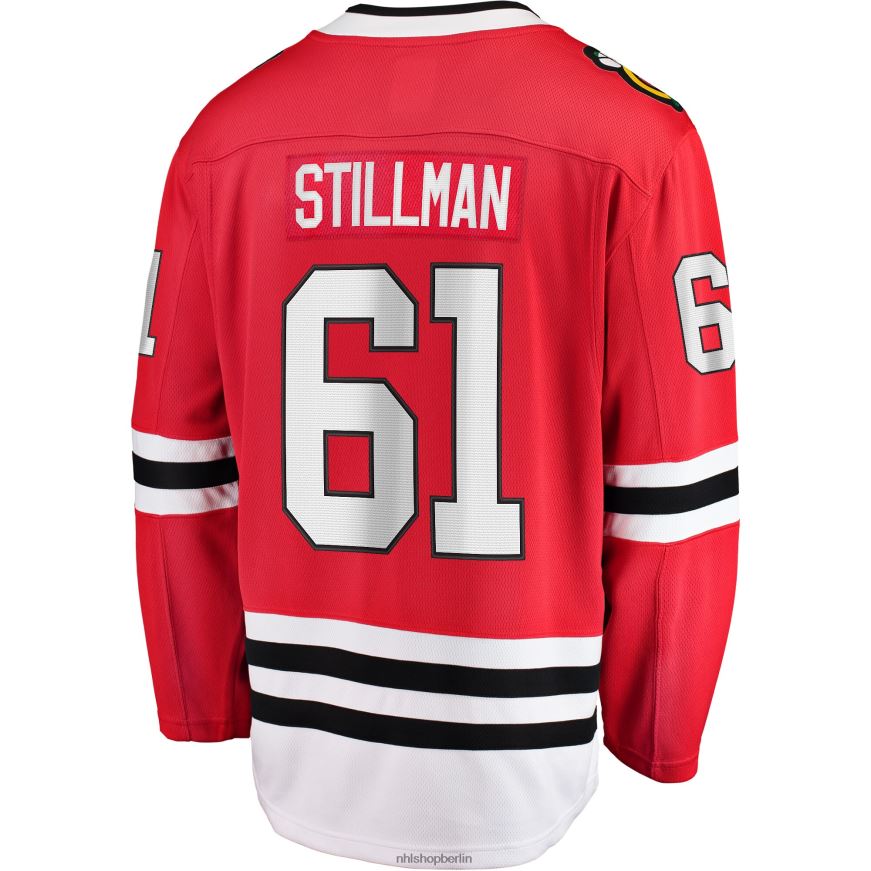 Männer NHL Rotes Trikot der Chicago Blackhawks mit Riley Stillman Fanatics-Logo für Breakaway-Spieler Kleidung BF680T2235