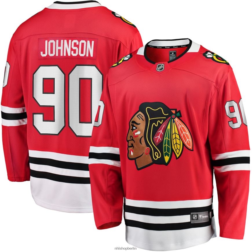 Männer NHL Rotes Trikot der Chicago Blackhawks mit Tyler Johnson-Fanatiker-Logo für abtrünnige Spieler der Heimmannschaft Kleidung BF680T1717