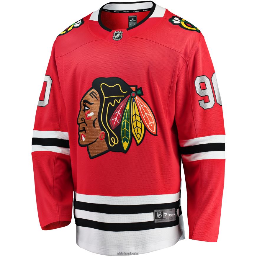 Männer NHL Rotes Trikot der Chicago Blackhawks mit Tyler Johnson-Fanatiker-Logo für abtrünnige Spieler der Heimmannschaft Kleidung BF680T1717