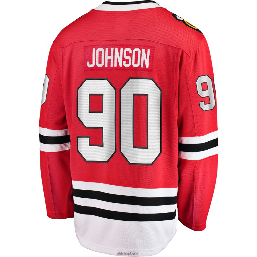 Männer NHL Rotes Trikot der Chicago Blackhawks mit Tyler Johnson-Fanatiker-Logo für abtrünnige Spieler der Heimmannschaft Kleidung BF680T1717