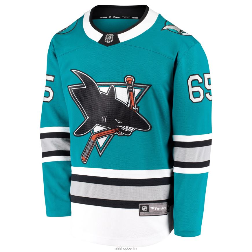 Männer NHL San Jose Sharks Erik Karlsson Fanatics-gebrandetes blaugrünes Premier Breakaway-Spielertrikot zum 30-jährigen Jubiläum Kleidung BF680T506