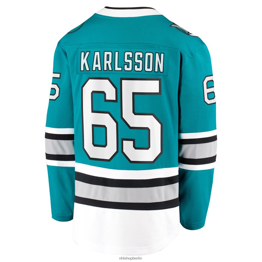 Männer NHL San Jose Sharks Erik Karlsson Fanatics-gebrandetes blaugrünes Premier Breakaway-Spielertrikot zum 30-jährigen Jubiläum Kleidung BF680T506