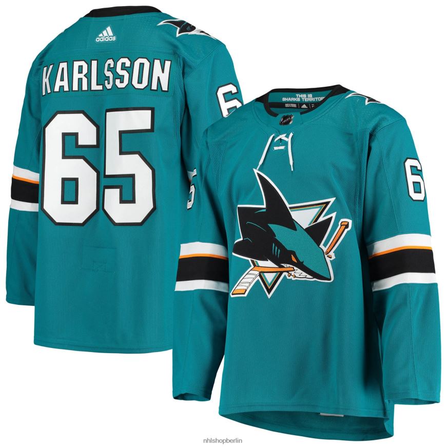 Männer NHL San Jose Sharks Erik Karlsson adidas Teal Alternative Authentic Player Jersey Kleidung BF680T1554