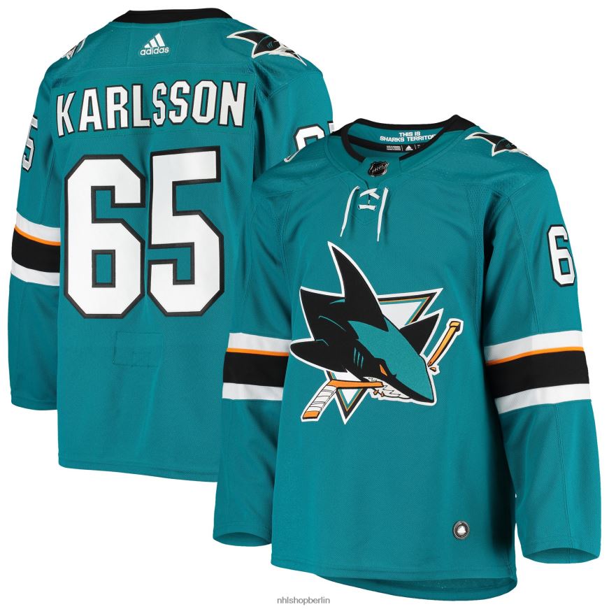 Männer NHL San Jose Sharks Erik Karlsson adidas Teal Authentisches Heimspielertrikot Kleidung BF680T2274