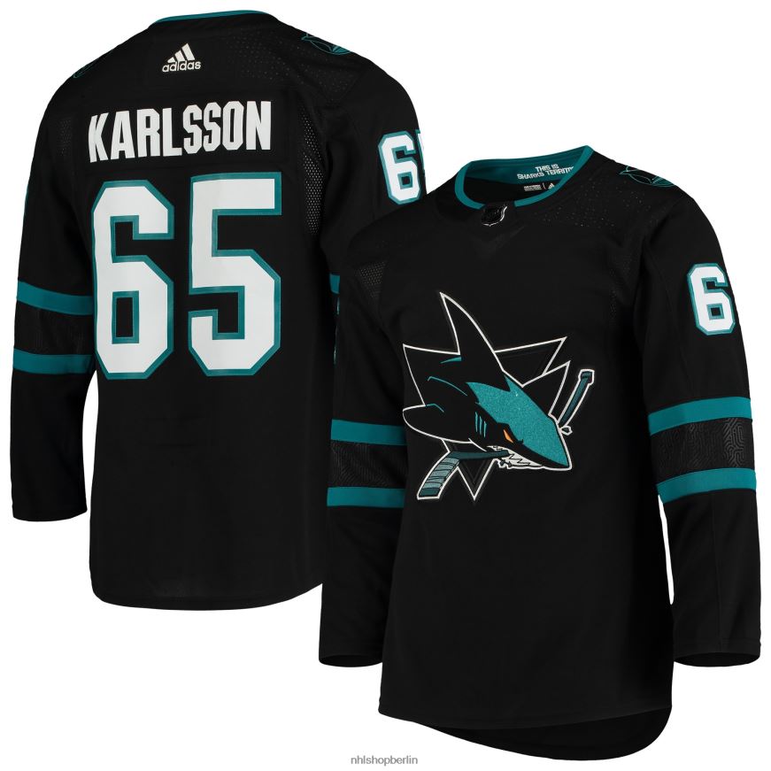 Männer NHL San Jose Sharks Erik Karlsson adidas schwarzes alternatives authentisches Spielertrikot Kleidung BF680T789