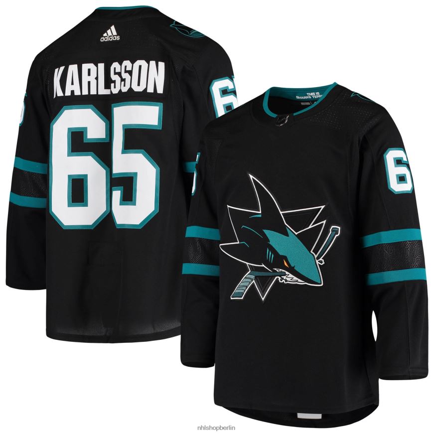 Männer NHL San Jose Sharks Erik Karlsson adidas schwarzes alternatives authentisches Trikot Kleidung BF680T1807