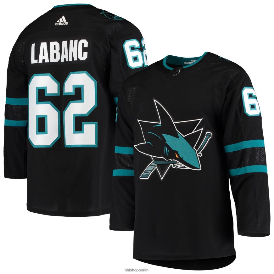 Männer NHL San Jose Sharks Kevin Labanc adidas schwarzes alternatives authentisches Trikot Kleidung BF680T1226