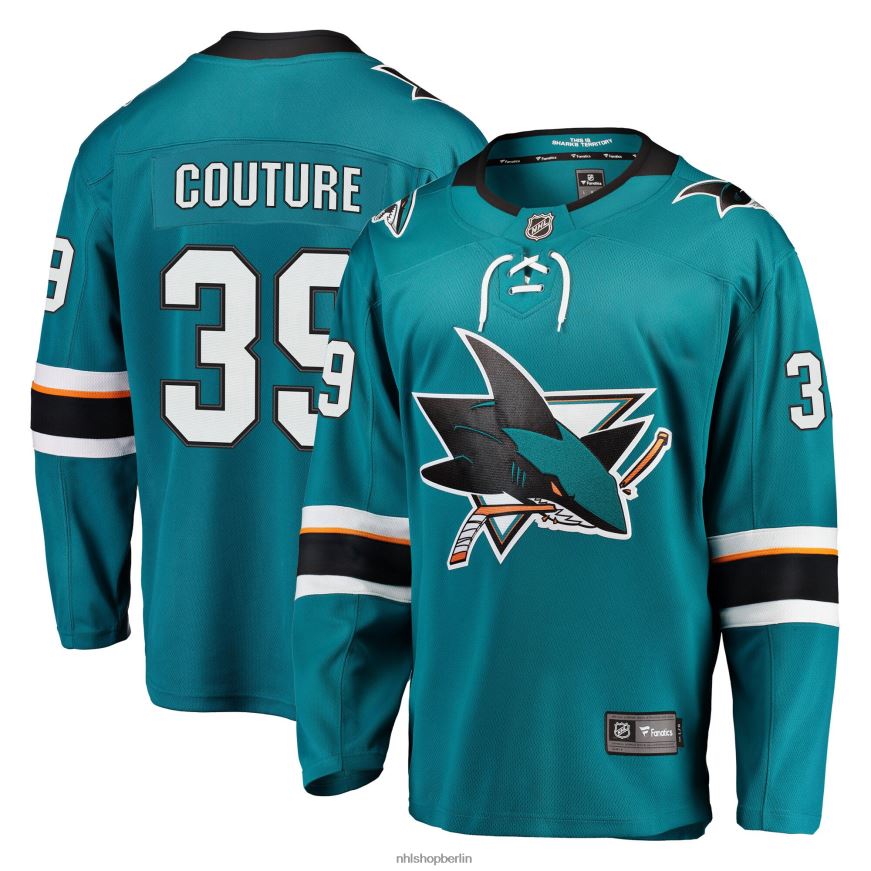 Männer NHL San Jose Sharks Logan Couture Fanatics Branded Teal 2021/22 Home Premier Breakaway Player Jersey Kleidung BF680T1106