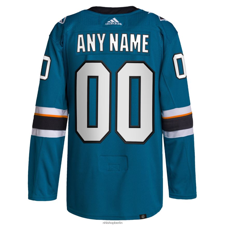 Männer NHL San Jose Sharks adidas Teal 2021/22 Home Primegreen Authentic Pro Custom Trikot Kleidung BF680T2390