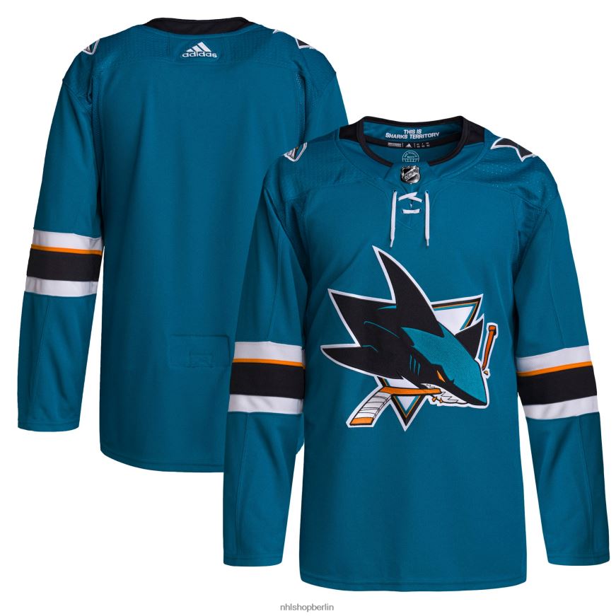 Männer NHL San Jose Sharks adidas Teal 2021/22 Home Primegreen authentisches Pro-Trikot Kleidung BF680T848