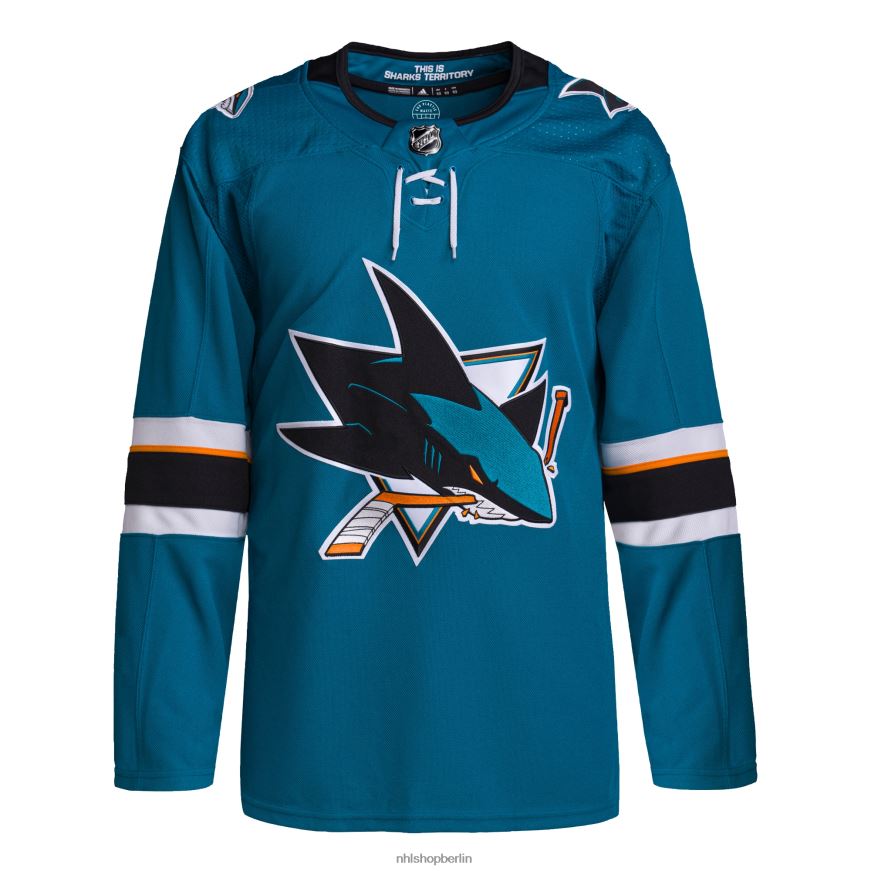 Männer NHL San Jose Sharks adidas Teal 2021/22 Home Primegreen authentisches Pro-Trikot Kleidung BF680T848