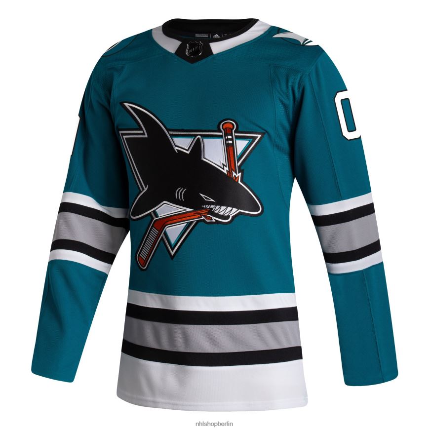 Männer NHL San Jose Sharks adidas Teal 30 Jubiläum authentisches individuelles Trikot Kleidung BF680T2260