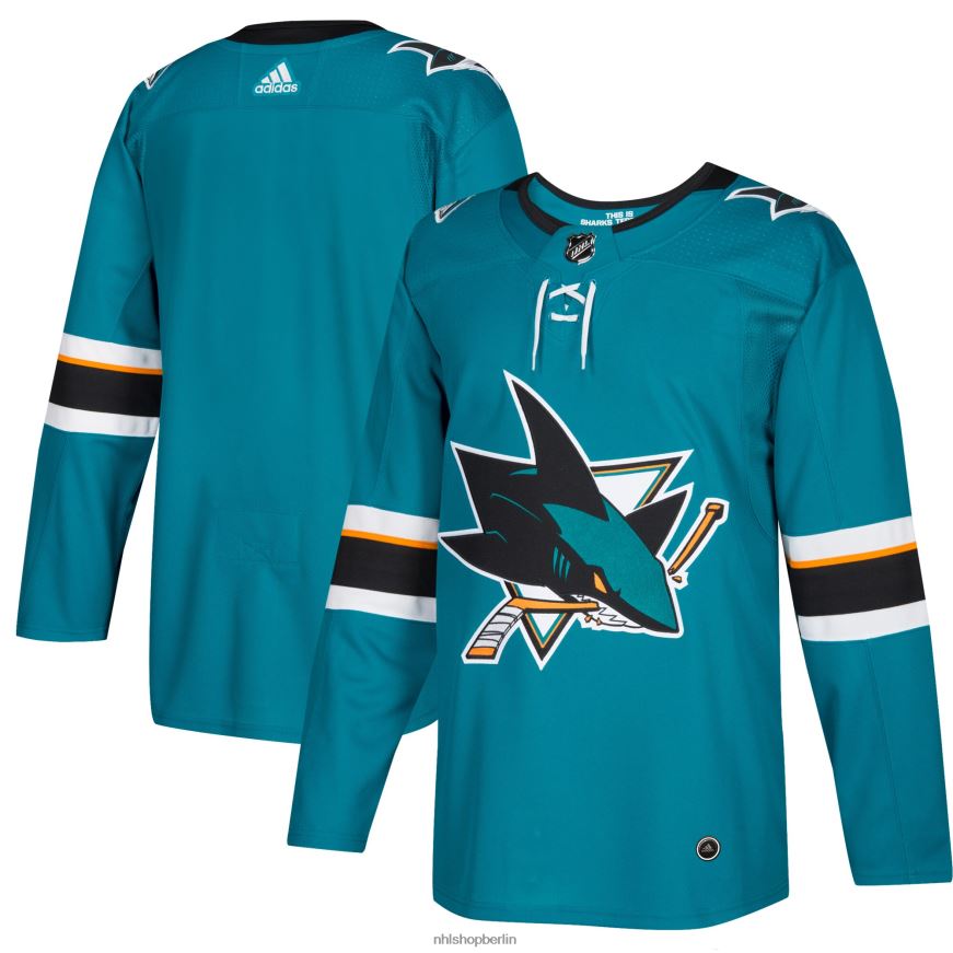 Männer NHL San Jose Sharks adidas Teal Home Authentic Blank Trikot Kleidung BF680T1991